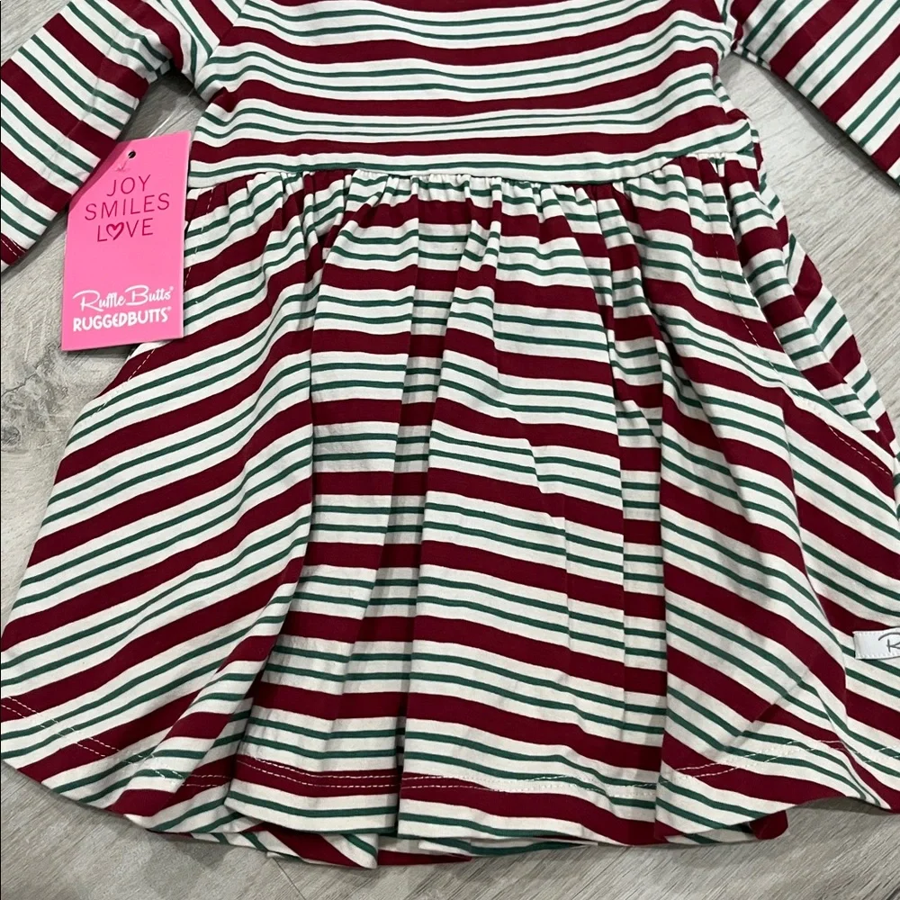 Ruffle Butts Rugged Holiday Christmas Peppermint Stripe Twirl Dress‎ NWT 12-18 M